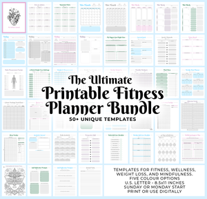 Ultimate PRINTABLE *Fitness* Planner Bundle (Undated)