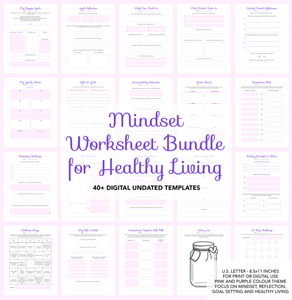 Ultimate PRINTABLE *Worksheet* Bundle for Mindset, Goal Setting, Reflection, & Healthy Living
