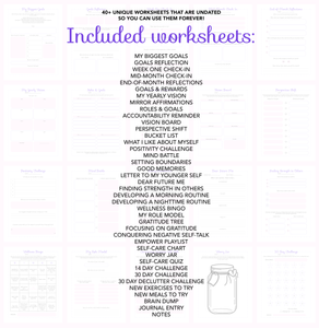 Ultimate PRINTABLE *Worksheet* Bundle for Mindset, Goal Setting, Reflection, & Healthy Living